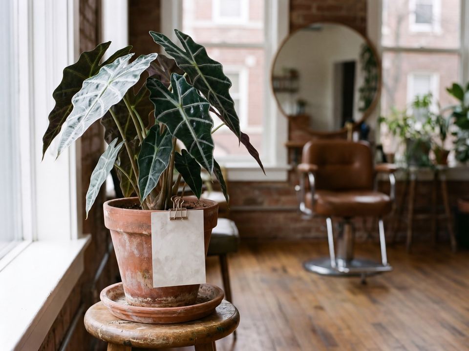 La alocasia Polly en uno de los lugares