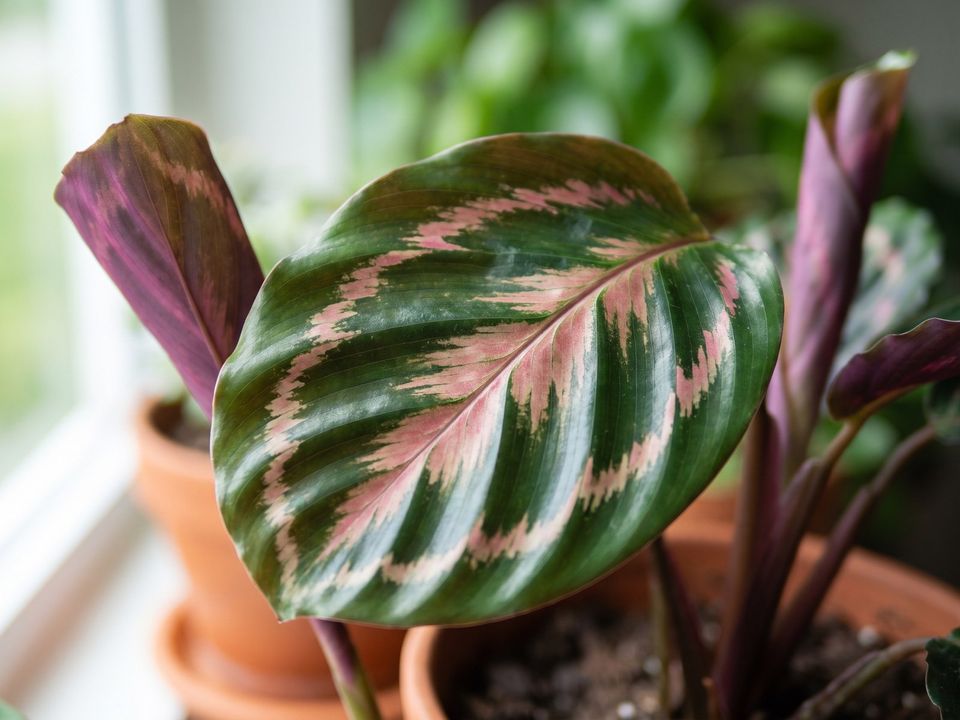 Calathea, the leaf up close