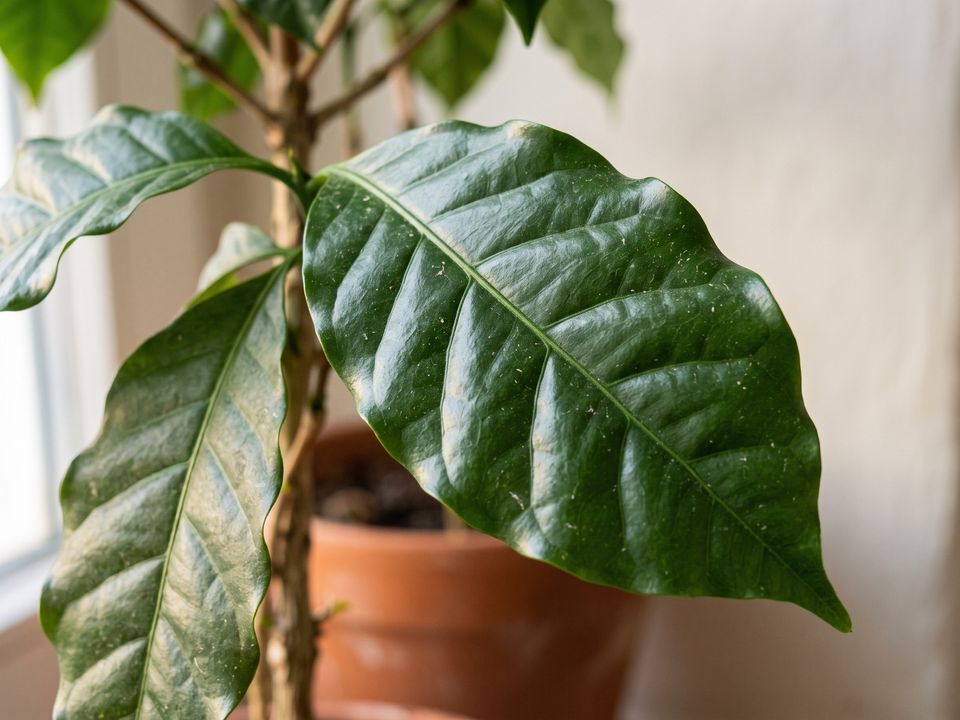 Coffee Plant, the leaf up close
