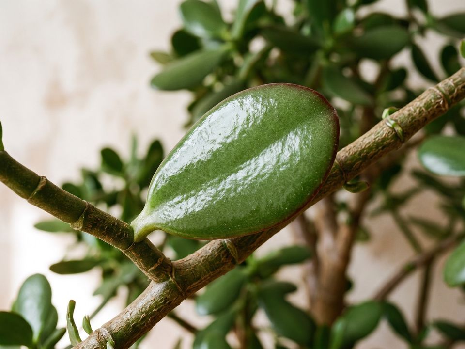 Jade Plant, the leaf up close