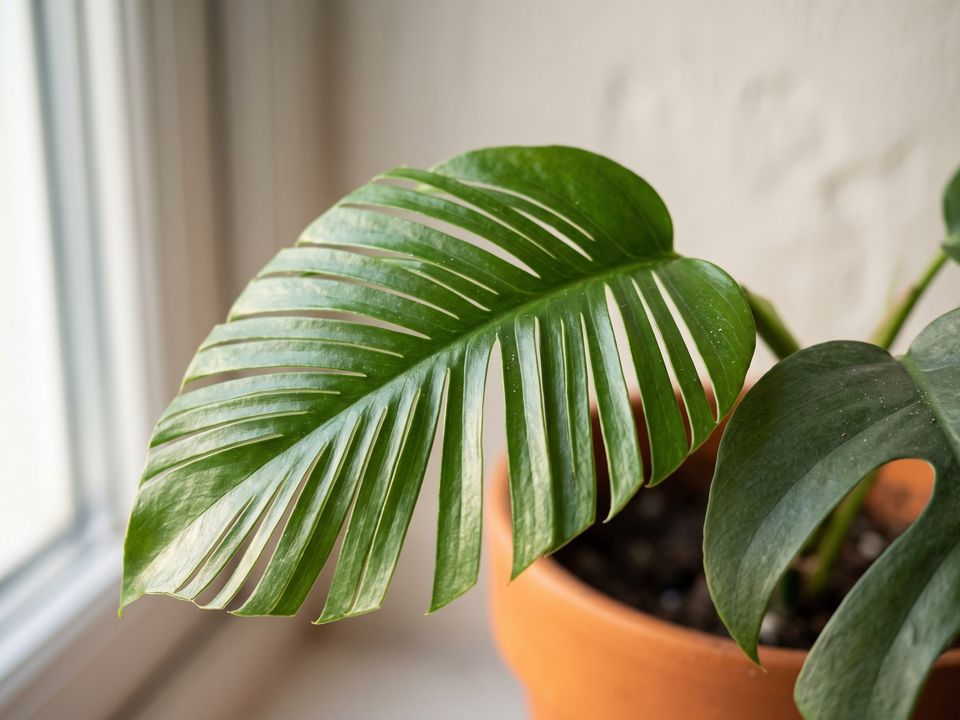 Mini Monstera, the leaf up close
