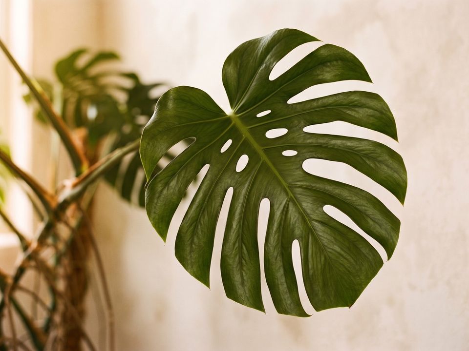Monstera, the leaf up close