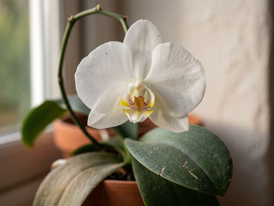 Moth Orchid, the leaf up close
