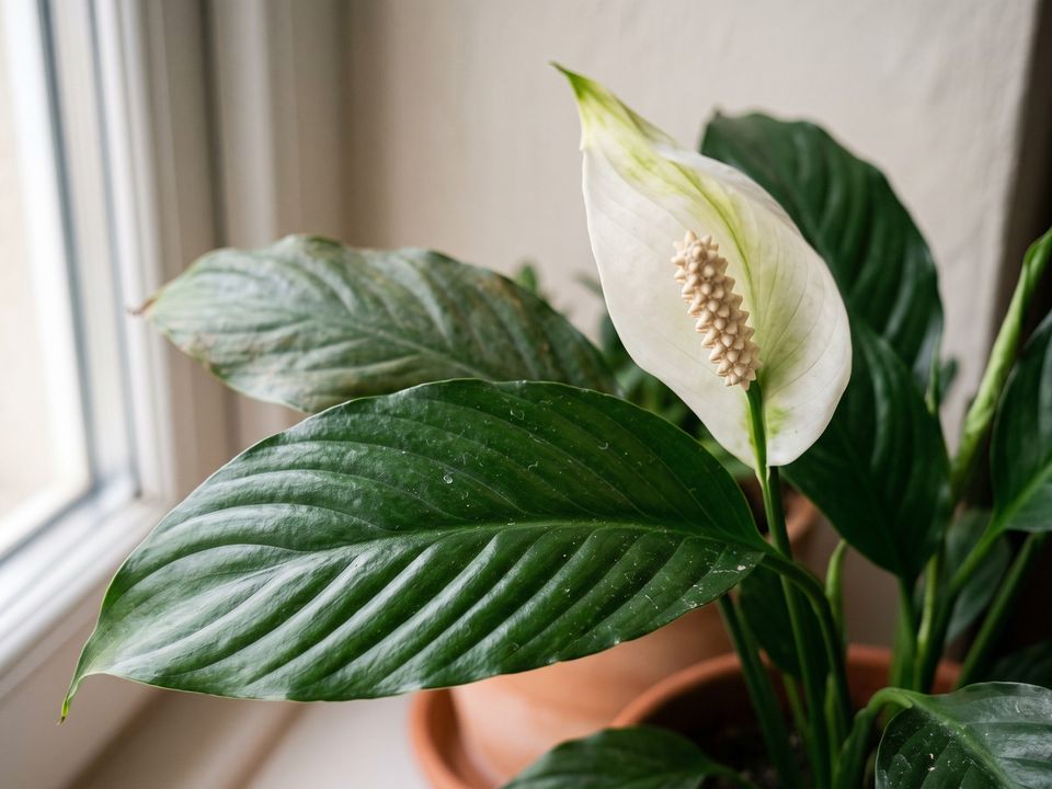 Peace Lily, the leaf up close